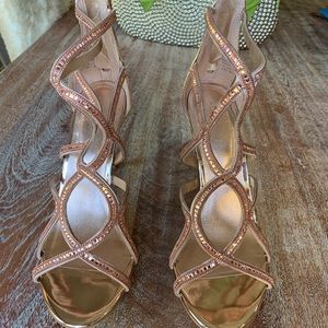 Rose gold High heeled metallic shoes